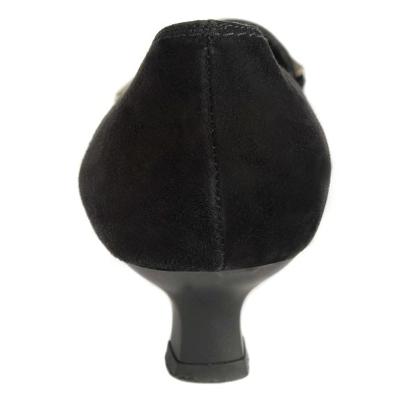 STUART WEITZMAN Black Suede Kitten Heel Loafers Size 7 1/2 - Picture 5 of 6